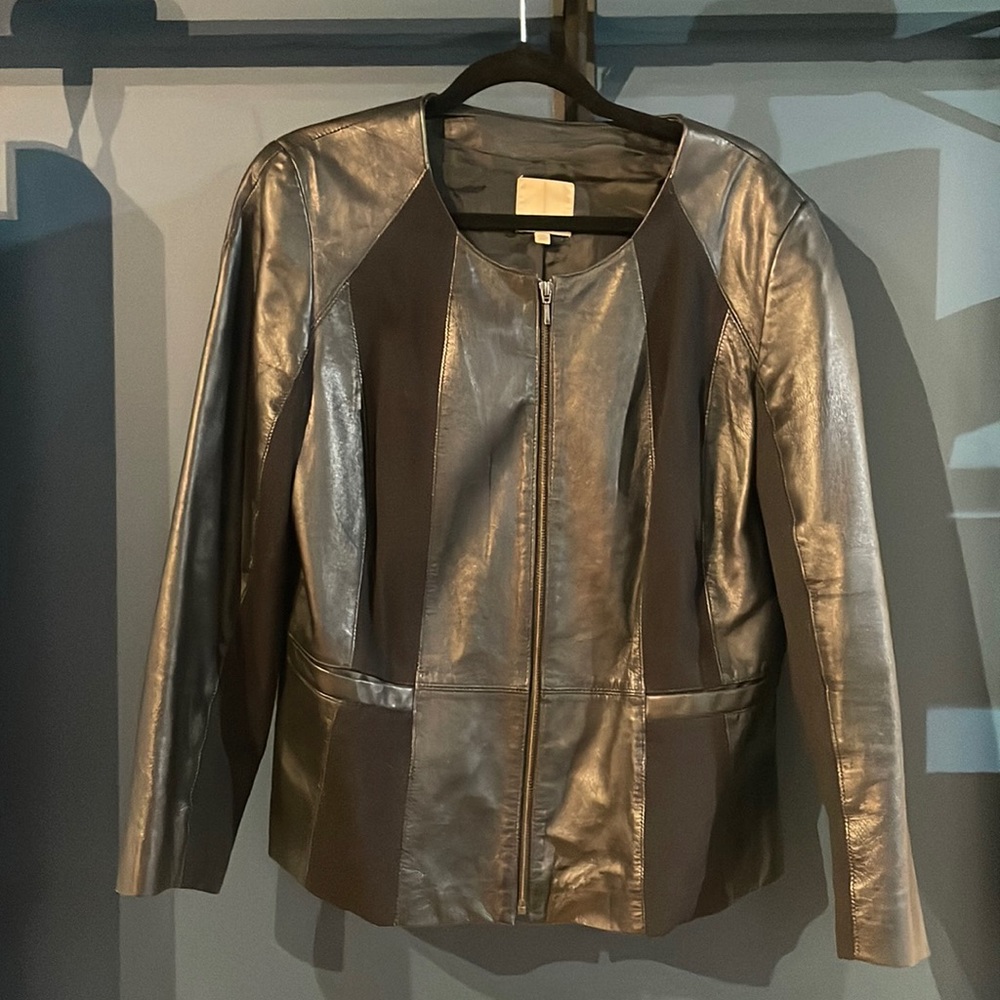 Black lamb skin leather jacket